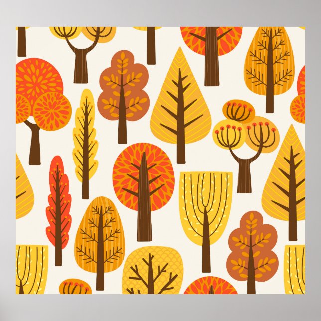 Affiche Arbres d'automne, motif sans soudure. (Devant)