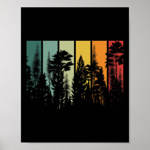 Affiche Arbres de forêt vintage à l'extérieur Nature Rando