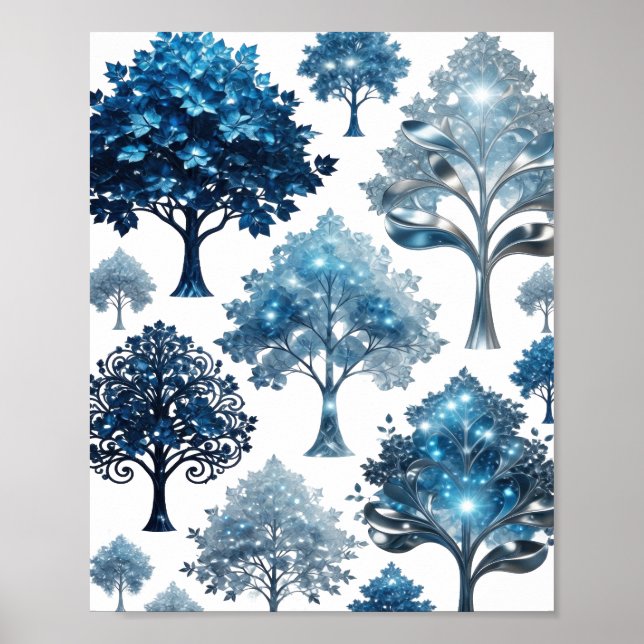 Affiche Arbres de GLACE BLEU Argent Frais (Devant)