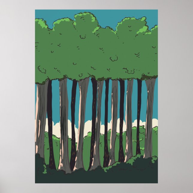 Affiche Arbres de la forêt japonaise (Devant)