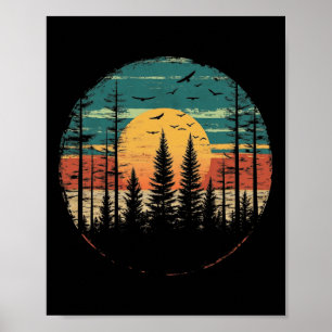 Affiche Arbres de la forêt rétro à l'extérieur Nature Femm