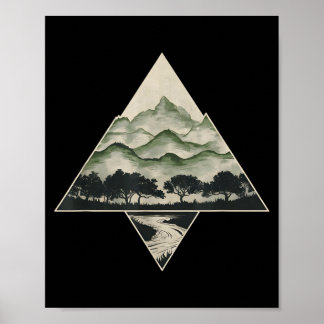 Affiche Arbres de la forêt rétro Faune Nature Vintage