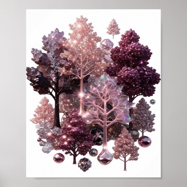 Affiche Arbres Éclatants Argentés Vifs (Devant)