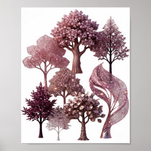 Affiche Arbres en pierre précieuse argentée