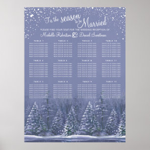 Affiche Arbres gris bleu 12 table mariage