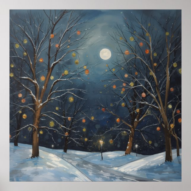 Affiche Arbres Hivernaux Clair de Lune (Devant)