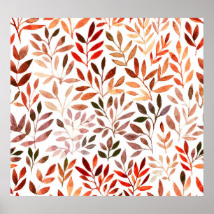 Affiche Arbres rétro, aquarelle motif sans couture.