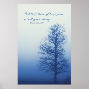 Affiche Arbres solitaires poussent fort - Silhouette dans 