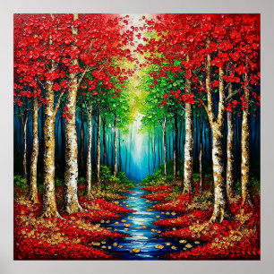Affiche Arbres vibrants et feuillage d'automne