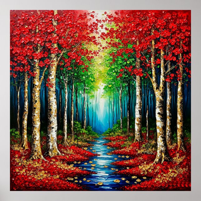 Affiche Arbres vibrants et feuillage d'automne (Devant)
