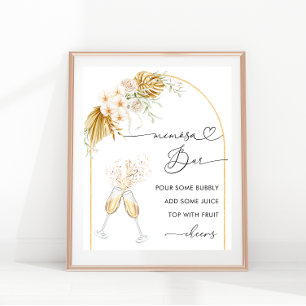 Affiche Arc Arc Boho Or Floral Script Mimosa Bar