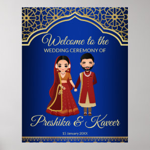 Affiche Arc bleu arabe royal couple hindou indien
