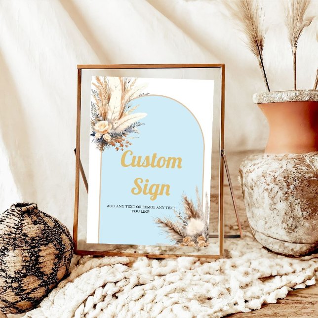 Affiche Arc bleu Boho Floral Grass Baby Signal de fête per (Créateur téléchargé)