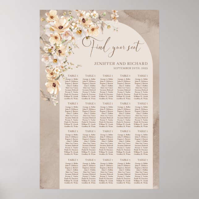 Affiche Arc Boho aquarelle fleur sauvage tables neutres (Devant)