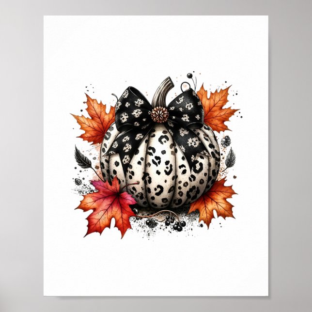 Affiche Arc Coquette Citrouille Saison Automne Feuilles d' (Devant)
