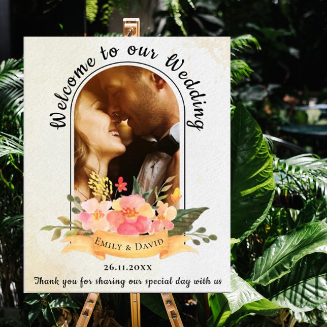 Affiche Arc de Bienvenue de Mariage avec Fleurs de Pêcher  (Créateur téléchargé)