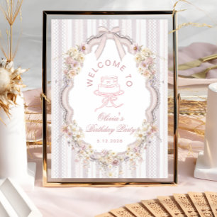 Affiche Arc de fleur sauvage vintage élégant de bienvenue 