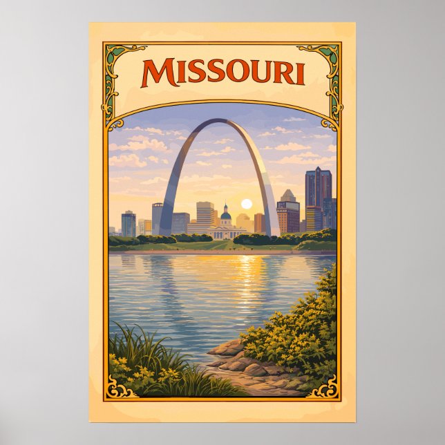 Affiche Arc de Gateway du Missouri Vintage (Devant)