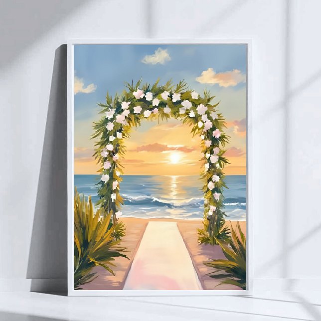 Affiche Arc de mariage de plage floral aquarelle art (Créateur téléchargé)