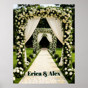 Affiche Arc de mariage élégant de jardin de cérémonie avec