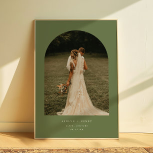 Affiche Arc de photo de couple de mariage vert olive moder