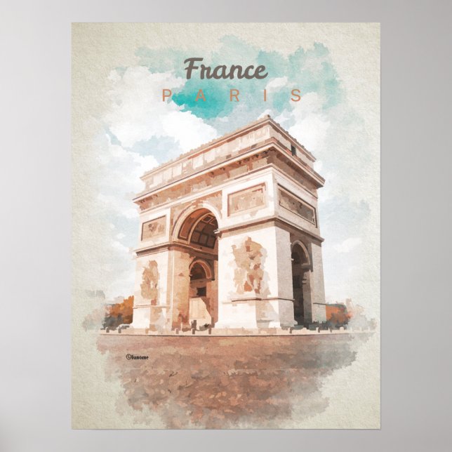 Affiche Arc de Triomphe en aquarelle (Devant)