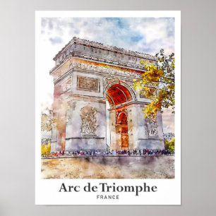 Affiche Arc de Triomphe France Art Aquarelle Sketch