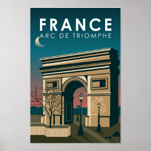 Affiche Arc de Triomphe France Voyage Artistique Rétro Vin