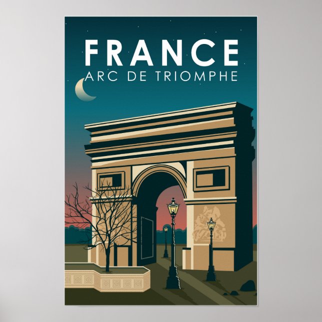 Affiche Arc de Triomphe France Voyage Artistique Rétro Vin (Devant)