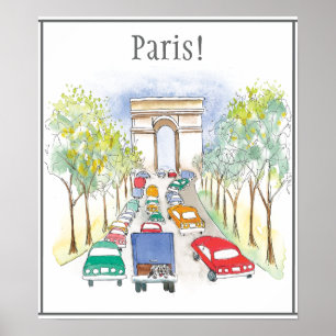 Affiche Arc de Triomphe Paris Aquarelle