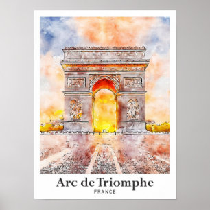 Affiche Arc de Triomphe Paris France Aquarelle