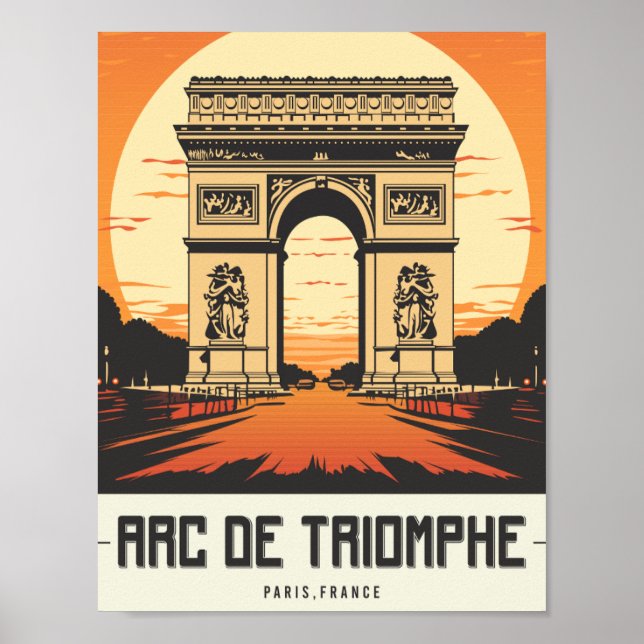 Affiche Arc de Triomphe Paris France Lieu de voyage réputé (Devant)