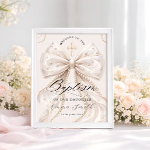 Affiche Arc élégant de coquette avec Bienvenue de baptême
