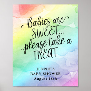 Affiche Arc en arc-en-ciel Baby shower aquarelle Favoriser