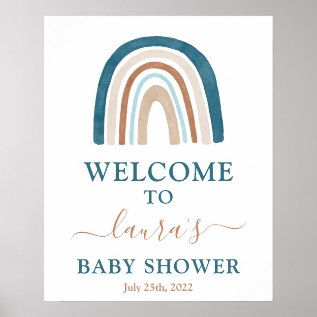 Affiche Arc en arc-en-ciel Baby shower Boy Welcome sign (Devant)