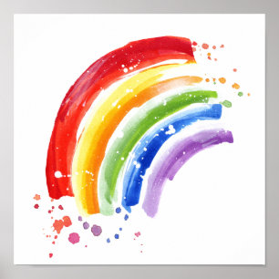 Affiche Arc-en-ciel à éclaboussure aquarelle