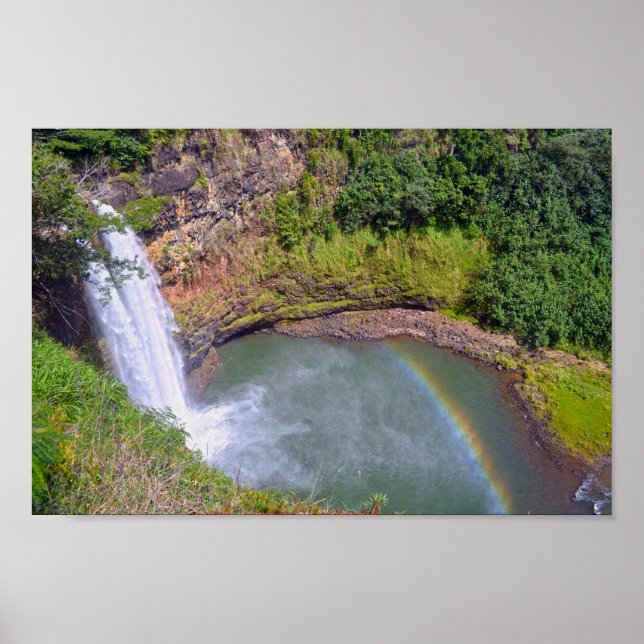 Affiche Arc en ciel à Wailua Falls, Kauai, Hawaii (Devant)