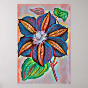 Affiche arc-en-ciel Abstrait couleur Fleur Art numérique d