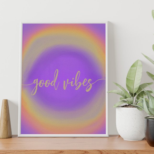 Affiche Arc-en-ciel aquarelle violette bonnes vibrations (Créateur téléchargé)