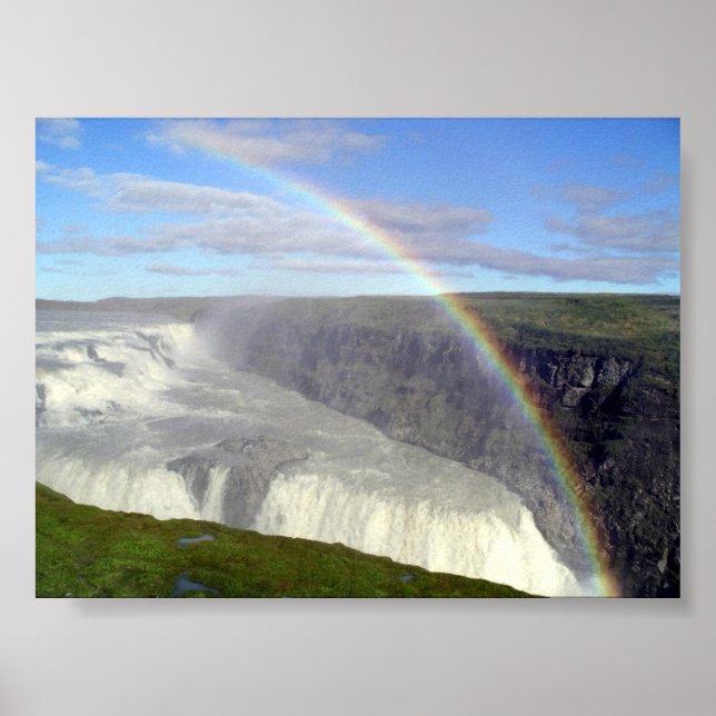 Affiche Arc en ciel au-dessus de la cascade Gullfoss Islan (Devant)