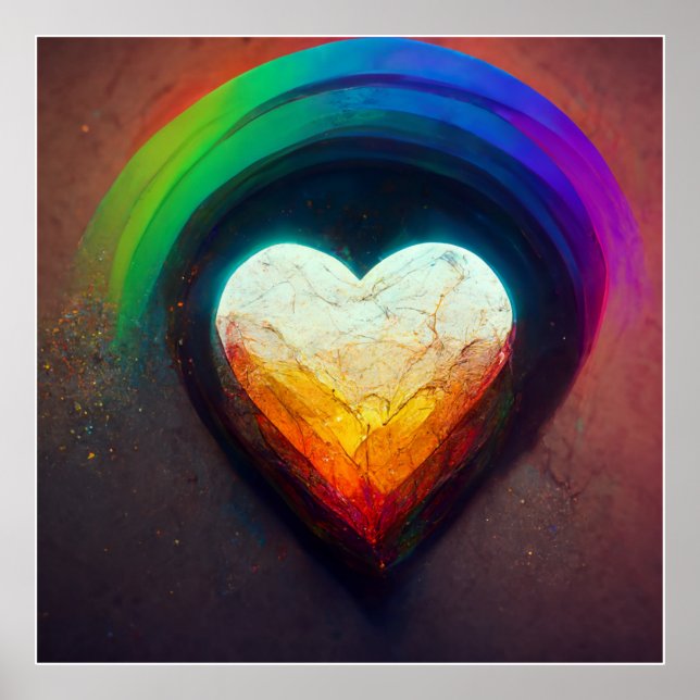 Affiche Arc-en-ciel avec coeur (Devant)