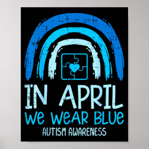 Affiche Arc-en-ciel Avril Nous Portons Bleu Autisme Sensib