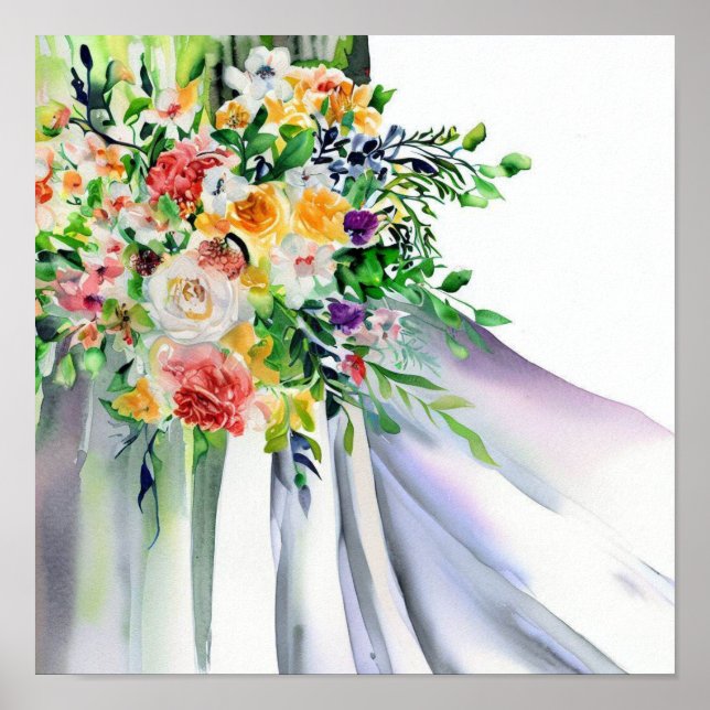 Affiche Arc en ciel, Bouquet en cascade nuptiale 1, (Devant)