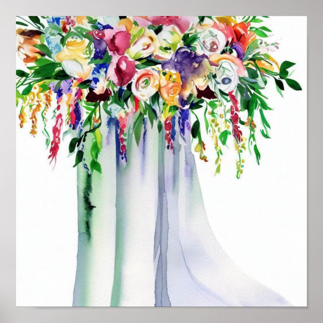 Affiche Arc en ciel, Bouquet en cascade nuptiale 2, (Devant)