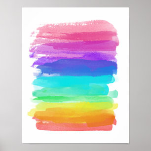 Affiche Arc-en-ciel Brushstrokies Minimaliste Humeur Happy