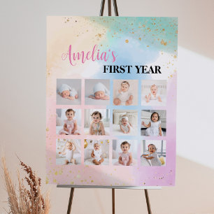 Affiche Arc-en-ciel coloré Anniversaire photo Jalon Signal