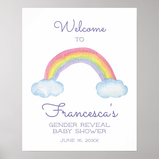 Affiche Arc-en-ciel coloré Baby shower de révélation de ge (Devant)