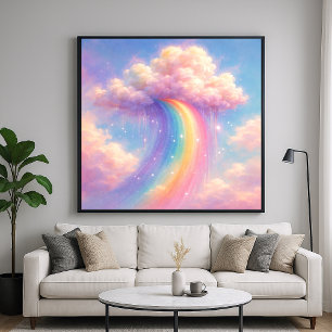 Affiche Arc-en-ciel de nuage rêveur - Style de peinture pa
