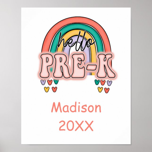 Affiche arc-en-ciel de rentrée en pré-maternelle (Devant)