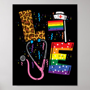 Affiche Arc-en-ciel Drapeau Amour Infirmière Rn Scrub Top 